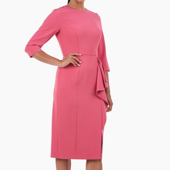Kay Unger Pink Ruffle Midi Dress - Picture 2 of 8